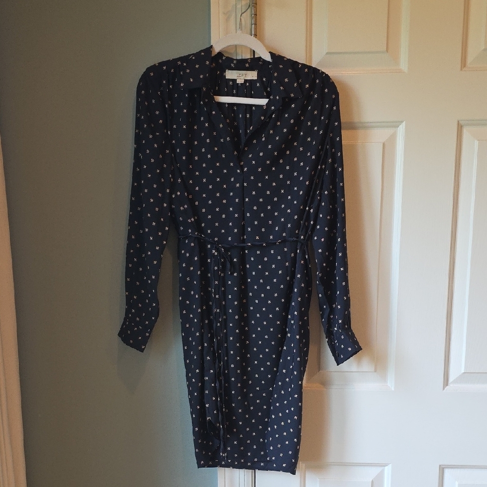 LOFT Blue Sheath Dress V-neck Long Sleeve